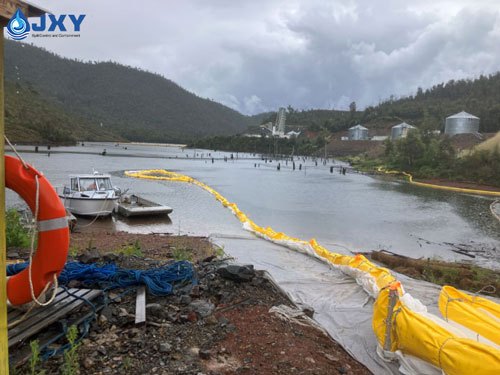 silt curtain installed near marine construction site for sediment control
