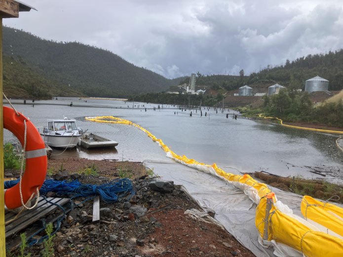 silt curtain installed near marine construction site for sediment control