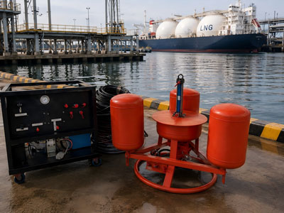 Oil skimmer recovering floating oil from contained water area