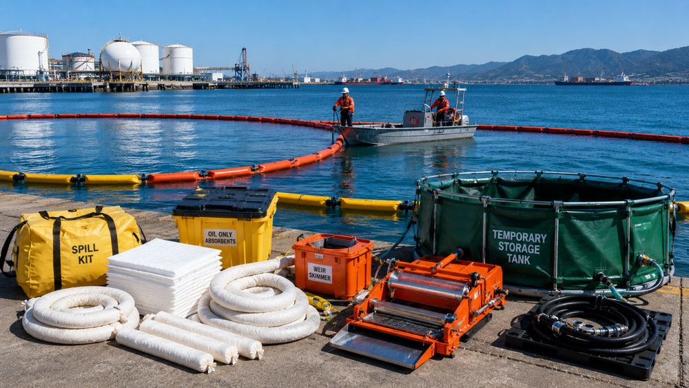 Oil spill response equipment for marine and industrial spill control. Oil spill response equipment for marine and industrial spill control.