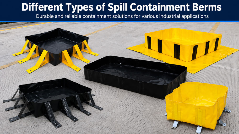 Different types of spill containment berms for industrial spill control
