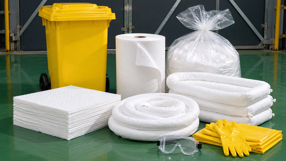 Oil spill kits and absorbents for port construction sites