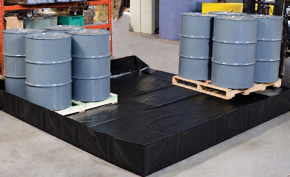  Portable spill containment berm for industrial fuel and oil spill control