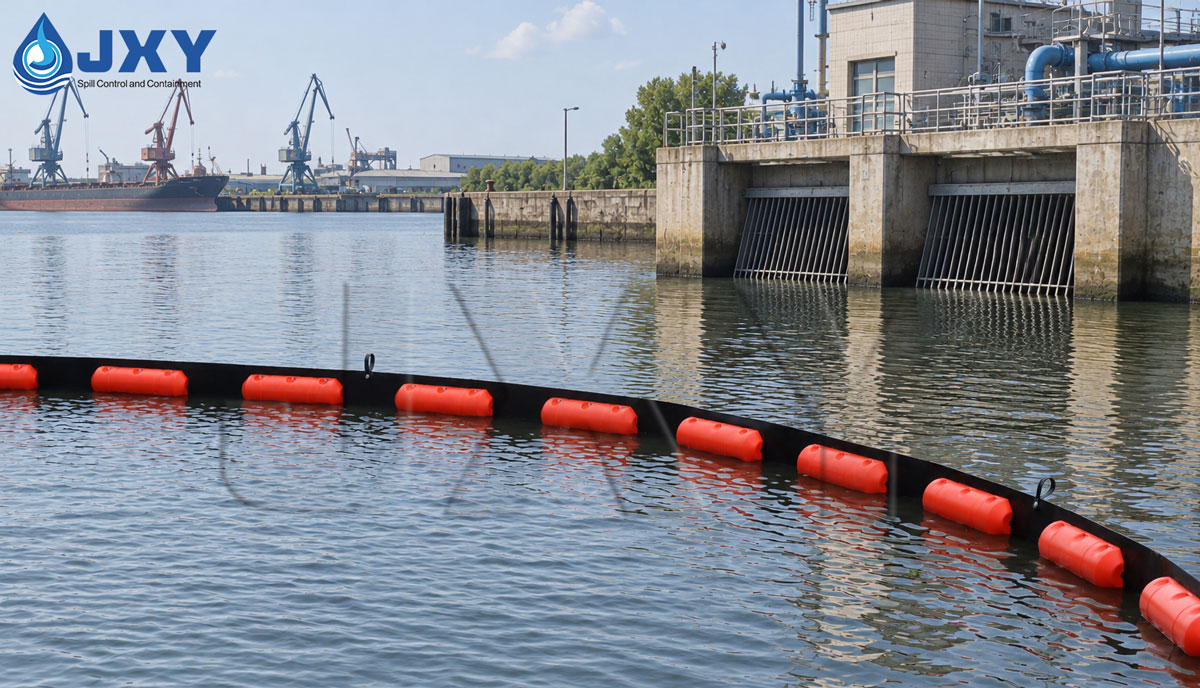 Floating trash boom systems for ports rivers and water intakes