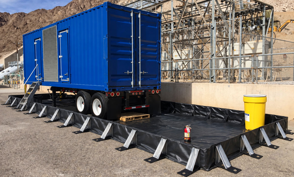 Industrial secondary containment around fuel storage equipment