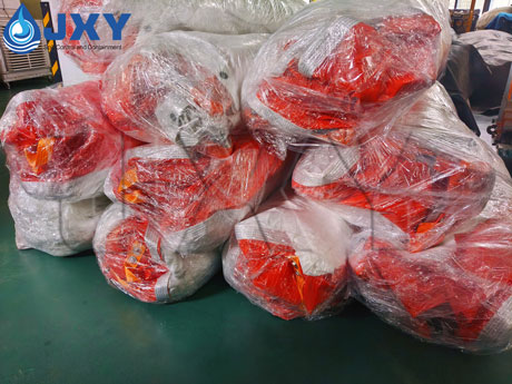 Marine construction silt curtain products packed for export shipment